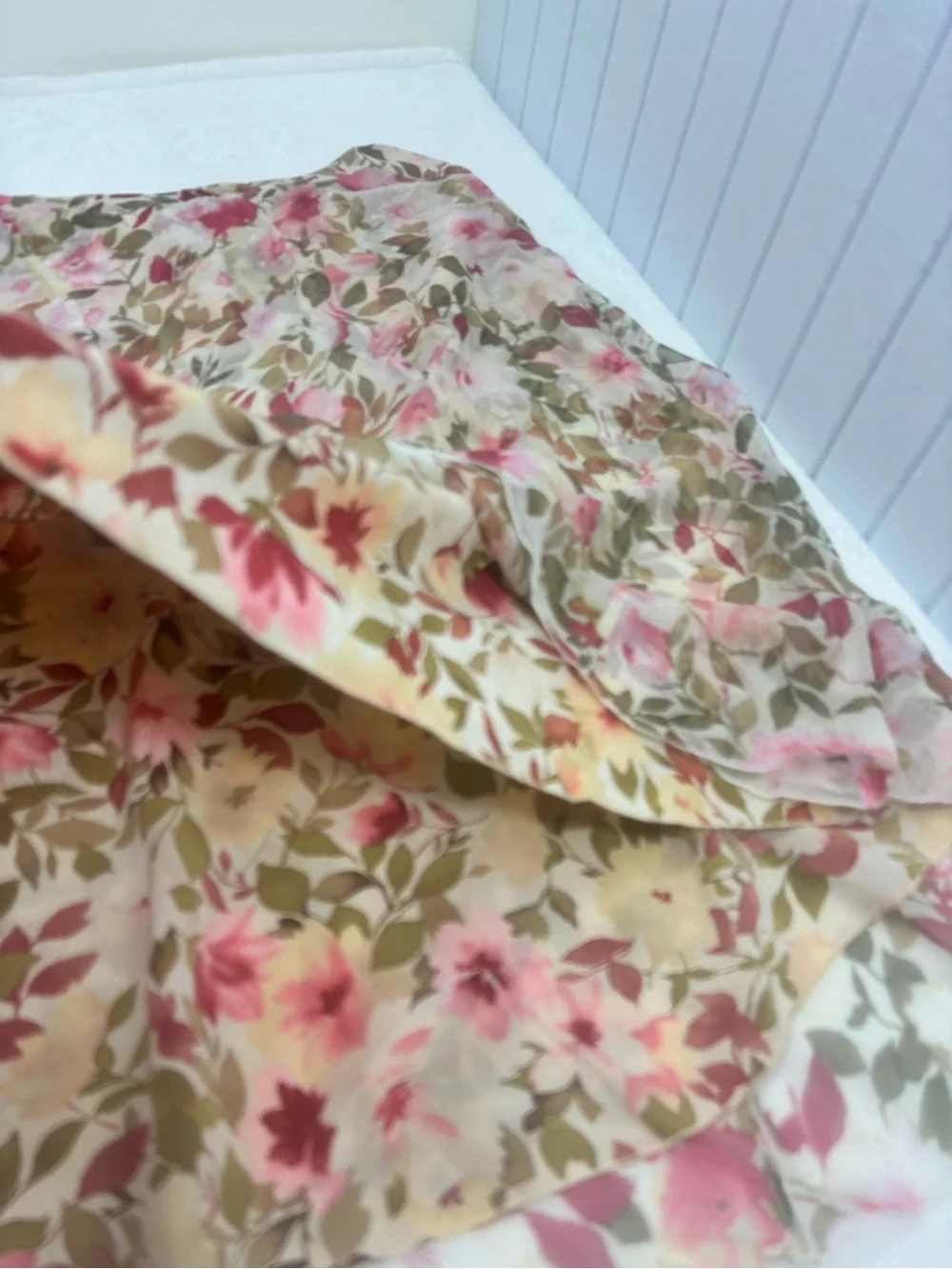 Talbots Floral A-Line Silk Midi Skirt in Pink and Green Size 10